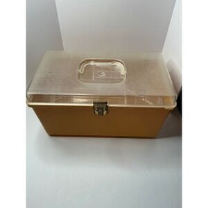 Vintage Wilson Sewing Craft Box‎ Organizer Storage Container Yellow Latch